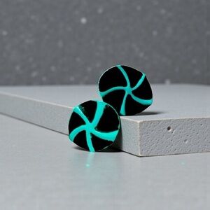 Vintage Black & Mint Swirl Earrings